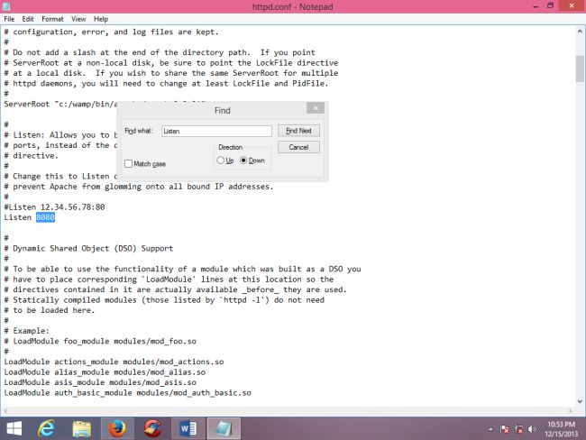 change the line Find Listen
